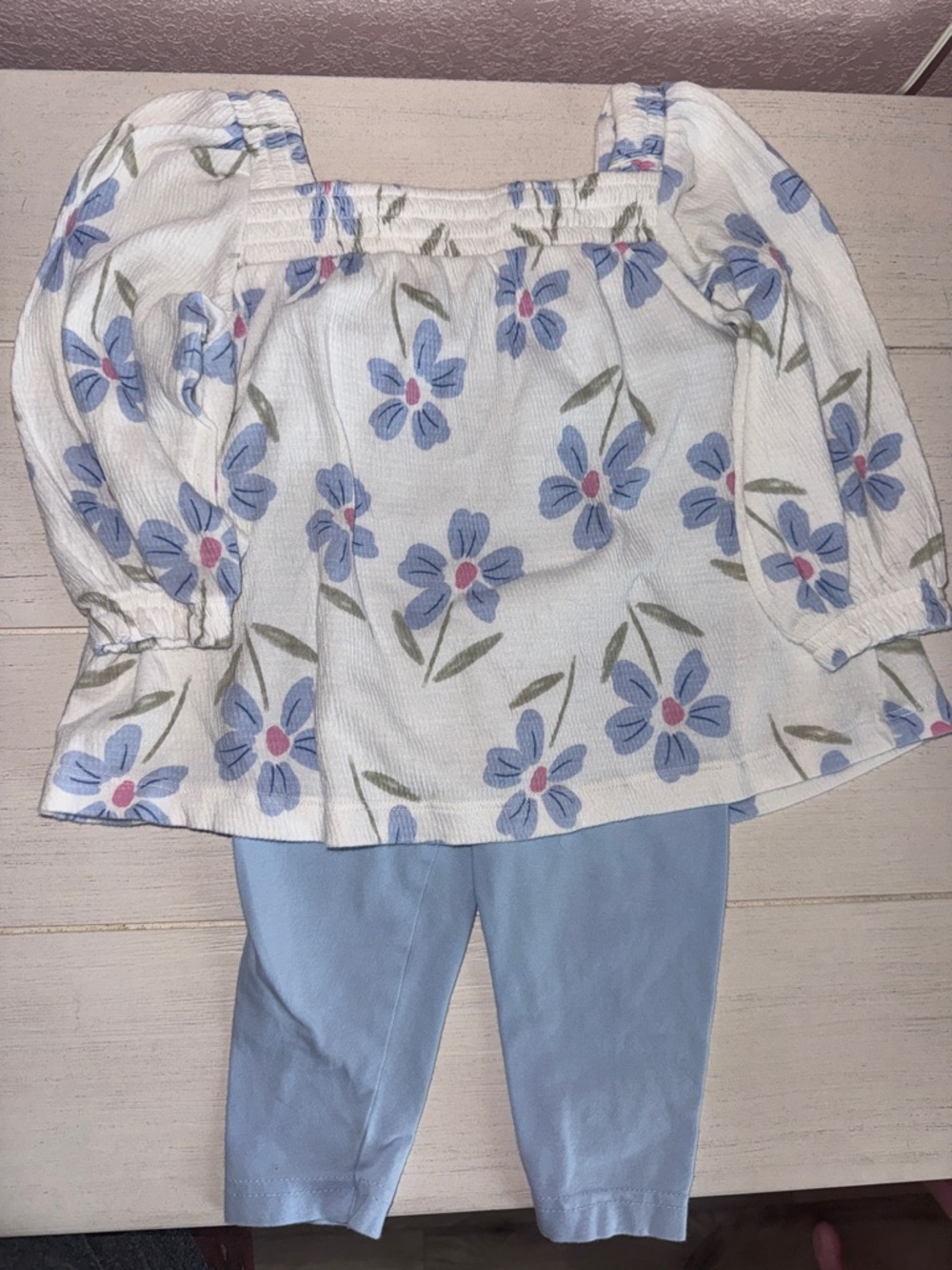 Carter's White Floral set with Blue and Pink Accents